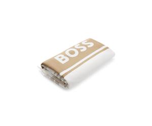 BOSS Toalla de playa en jacquard de algodón suave con flecos y logo - StyleBeach_Towel, 50561255 Blanco / Beige pcs.