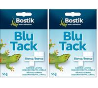 BOSTIK Blu Tack Blanco, Masilla Adhesiva Cuarteada, Moldeable y Reutilizable, Fijación de Todo Tipo de Objetos, Limpia, Segura y Fácil de Usar, Sustituye Chinchetas y Cintas Adhesivas, Sobre 55 g