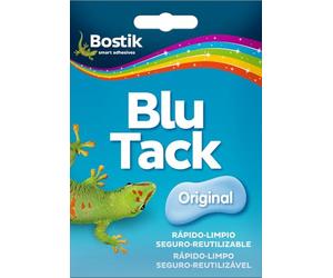 BOSTIK Blu Tack Original Azul, Masilla Adhesiva, Moldeable y Reutilizable, Fijación de Todo Tipo de Objetos, Limpia, Segura y Fácil de Usar, Sustituye Chinchetas y Cintas Adhesivas, Sobre 57 g