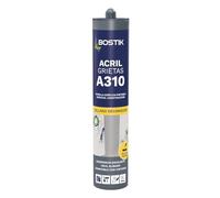 BOSTIK Masilla Acrílica, Blanco - A310 Acril Grietas, Sellador Especial Construcción, Fácil Aislado, Pintable, Adhesión Perfecta sin Impimación, Fácil de Aplicar y Limpiar, sin Disolventes, 310 ml