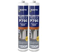 Bostik P795 Poliuretano Premium Gris, Masilla de Poliuretano Multiusos Profesional, Sellado y Pegado Elástico, Multimaterial, Interior y Exterior, Cartucho 290 ml (Paquete de 2)