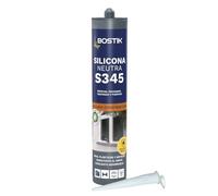 BOSTIK S345 SILICONA NEUTRA Blanca, Especial Fachadas, Ventanas y Puertas, Versátil con Fungicida, Flexible, Duradero, Elasticidad Permanente, Alta Resistencia, Interior y Exterior, Cartucho 280 ml