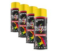 Bostik SUPER COLOR AMARILLO CADMIO RAL 1021, Pintura en Spray Acrílica para Uso Profesional y Doméstico, Multiusos, Secado Rápido, Acabado Brillante, Interior y Exterior, Bote 400 ml (Paquete de 4)