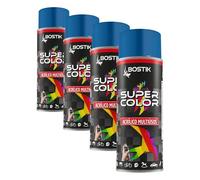 Bostik SUPER COLOR AZUL GENCIANA RAL 5010, Pintura en Spray Acrílica para Uso Profesional y Doméstico, Multiusos, Secado Rápido, Acabado Brillante, Interior y Exterior, Bote 400 ml (Paquete de 4)