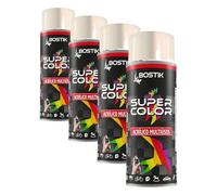 Bostik SUPER COLOR BLANCO PERLA RAL 1013, Pintura en Spray Acrílica para Uso Profesional y Doméstico, Multiusos, Secado Rápido, Acabado Brillante, Interior y Exterior, Bote 400 ml (Paquete de 4)