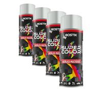 Bostik SUPER COLOR GRIS CLARO RAL 7035, Pintura en Spray Acrílica para Uso Profesional y Doméstico, Multiusos, Secado Rápido, Acabado Brillante, Interior y Exterior, Bote 400 ml (Paquete de 4)