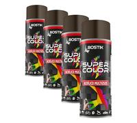 Bostik SUPER COLOR MARRÓN CHOCOLATE RAL 8017, Pintura en Spray Acrílica para Uso Profesional y Doméstico, Multiusos, Secado Rápido, Acabado Brillante, Interior y Exterior, Bote 400 ml (Paquete de 4)