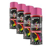 Bostik Super Color Rojo Erica 4003 - Pintura en Spray Acrílica para Uso Profesional y Doméstico, Multiusos, Secado Rápido, Acabado Brillante, Interior y Exterior, Bote 400 ml (Paquete de 4)