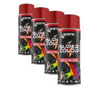 Bostik SUPER COLOR ROJO RUBÍ 3003, Pintura en Spray Acrílica para Uso Profesional y Doméstico, Multiusos, Secado Rápido, Acabado Brillante, Interior y Exterior, Bote 400 ml (Paquete de 4)