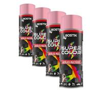 Bostik SUPER COLOR ROSA CLARO RAL 3015, Pintura en Spray Acrílica para Uso Profesional y Doméstico, Multiusos, Secado Rápido, Acabado Brillante, Interior y Exterior, Bote 400 ml (Paquete de 4)