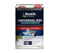 BOSTIK UNIVERSAL 820 Transparente, Adhesivo Universal, Agarre Inmediato y Definitivo, Adhesivo de Contacto Flexible e Invisible, Polivalente, Secado Rápido, Especial Pegado de Plásticos, Bote 5 l