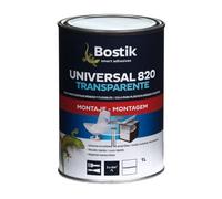 BOSTIK UNIVERSAL 820 Transparente, Adhesivo Universal, Agarre Inmediato y Definitivo, Adhesivo de Contacto Flexible e Invisible, Polivalente, Secado Rápido, Especial Pegado de Plásticos, Bote 1 l