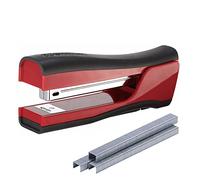 Bostitch Office Dynamo - Grapadora de pie 4 en 1, incluye 420 grapas, capacidad para 20 hojas, sacapuntas integrado, removedor de grapas y almacenamiento de grapas, color rojo