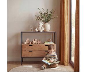 Boston cómoda infantil de madera maciza de mango y metal