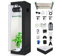 BOSYTRO Crecer Carpa Kit Completo, Armario cultivo interior,120W Luz Para Plantas,Hidroponia kit Completo,600D Lona con termohigrómetro y temporizador,apto para uso interior y exterior(60x60x180CM-4Z)