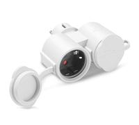BOSYTRO Enchufe doble para enchufe, adaptador de enchufe, enchufe múltiple doble enchufe exterior IP44 adecuado para interiores y exteriores, con enchufe a tierra 16 A/250 V/máx. 3500 W (blanco-x)