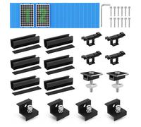 BOSYTRO Kit de Montaje PV, Soporte para Módulos Solares para 2 Módulo, Riel Negro de 12 cm + Clips de Drenaje 30MM + Abrazadera Ajustable para Módulos de 30-35 mm de Grosor, para Tejados Planos