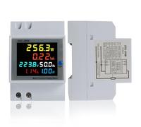 BOSYTRO Medidor de Energía, Contador de Energía Monofásico, Medidor de Energía Digital 6 en 1 AC40~300V 100A Voltímetro Amperímetro Carril Din, Adecuado para la medición del consumo eléctrico