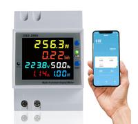 BOSYTRO Wifi Medidor de Energía, Contador de Energía Monofásico, Medidor de Energía Digital 6 en 1 AC40~300V 100A Voltímetro Amperímetro Carril Din, Adecuado para la medición del consumo eléctrico