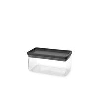 Bote apilable TASTY+ Brabantia | Recipiente hermético para conservar alimentos con tapa de silicona para la cocina | Tarro para comida seca y húmeda, azúcar, harina | 1,5 L de capacidad | Dark Grey