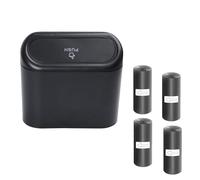 Bote de Basura para Coche,Mini Cubos de Basura para Automóviles Contenedores de Coche con 60 PCS Bolsas de Basura Bote de Basura Portátil Cenicero para Coche con Tapa y Ganchos para Accesorios Coche