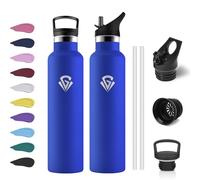 Botella Agua 1L, Cantimplora sin BPA, Botella Termica Acero Inoxidable con Aislamiento Doble Pared, Botella Gym Reutilizable y Antifugas para Escuela, Oficina, Viajes, Senderismo, Yoga, Outdoor