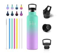 Botella Agua 750ml, Cantimplora Termica con Pajita, Botella Termica con Doble Pared Aislante, sin BPA, Cantimplora Gimnasio Ideal para Adultos, Escuela, Oficina, Viajes, Senderismo, Yoga, Running