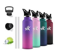 Botella Agua Acero Inoxidable, 500ml Botella Termica, sin BPA, Cantimplora Acero Inoxidable, A Prueba de Fugas, Cantimplora Infantil, Doble Aislamiento, para la Escuela, Cafetería, Oficina, Viajar
