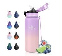 Botella Agua Acero Inoxidable 750ml, Botella Termica con Pajita, Cantimplora Termica con Doble Pared y sin BPA, Botella Termo a Prueba de Fugas, Thermos para Gimnasio, Senderismo, Colegio y Viaje