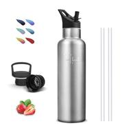 Botella Agua Acero Inoxidable, 750ml Botella Termica, sin BPA, Cantimplora con Pajita, A Prueba de Fugas, Garrafa Termica, Doble Aislamiento, Termo de Agua, para la Oficina, Viajar, Yoga, Escuela