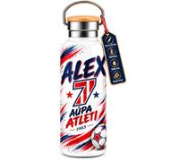 Botella Atlético Personalizada Fútbol 500 ml Térmica Acero Inoxidable | EL DETALLITO & TÚ, regalo original para atléticos y aficionados al fútbol, ideal para cumpleaños o Navidad.