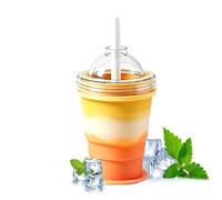 Botella Con Molde Para Hielo Con Pajita, Tapa A Prueba De Fugas, Botella Plegable Para Beber Café Con Tapa | Taza Para Hacer Esferas De Hielo | Para El Hogar, Oficina, Dormitorio, Viajes, Vacaciones,