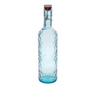 Botella de vidrio de 1.000 ml 'Oriente', azul azur, boca: cierre de palanca