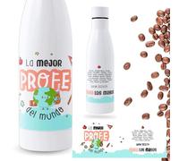 Botella para Profesores | Regalo Original | Botella de agua acero inoxidable térmica personalizada | Libre de BPA y reutilizable | Regalo Fin de Curso (Mejor profe del mundo, 750 ML)