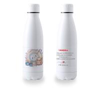 Botella Profesora Personalizada 700ml Acero Inoxidable. Bidón con Diseño Original Divertido para Fin de Curso. Regalo Profesor Maestra Seño Tutor con Nombre y Alumnos. (Arcoiris con lapiceros)