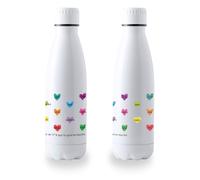 Botella Profesora Personalizada 700ml Acero Inoxidable. Bidón con Diseño Original Divertido para Fin de Curso. Regalo Profesor Maestra Seño Tutor con Nombre y Alumnos. (Corazones de Colores)