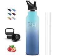 Botella Termica, 1000ml Cantimplora Acero Inoxidable, con Pajita, sin BPA, A Prueba de Fugas, Mantiene 24H Frio/12H Calor, Termo de Agua, Botella Agua Acero Inoxidable para Senderismo, Deportes, Yoga