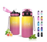 Botella Termica 500ml, Botella Agua con Pajita, sin BPA, a Prueba de Fugas, Acero Inoxidable, Reutilizable, Cantimplora Portátil para Escuela, Oficina, Camping