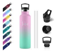 Botella Termica 750ml, Botella Agua Acero Inoxidable con Pajita y Filtro, Reutilizable, Fácil de Limpiar, Termo a Prueba de Fugas, sin BPA, Cantimplora para Deporte, Oficina, Gimnasio, Ciclismo
