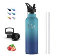 Botella Termica, 750ml Cantimplora Acero Inoxidable, con Pajita, sin BPA, A Prueba de Fugas, Mantiene 24H Frio/12H Calor, Termo de Agua, Botella Agua Acero Inoxidable para la Senderismo, Viajar, Yoga