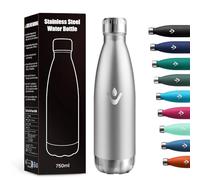 Botella Termica 750ml, Reutilizable, Botella Agua Termica a Prueba de Fugas, Termo Agua Acero Inoxidable sin BPA, Botella Doble Pared para Oficina, Escuela, Gimnasio, Senderismo, Adultos, Aire Libre