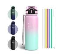 Botella Termica, Libre de BPA 750 ml, Botella Agua Acero Inoxidable, A Prueba De Fugas Aislamiento De Doble Capa, Cantimplora, Incluye 6 Pajillas, Garrafa Termica, Para Deporte, Ejercicio