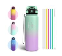 Botella Termica, Libre de BPA 750 ml, Botella Agua Acero Inoxidable, A Prueba De Fugas Aislamiento De Doble Capa, Cantimplora, Incluye 6 Pajillas, Garrafa Termica, Para Deporte, Ejercicio