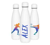 Botella Térmica Personalizada Fútbol Niños 500ml - Acero Inoxidable Doble Pared - Mantiene Frío 24h - Botella Agua Deporte Colegio Sin BPA - Regalo Original Cumpleaños Niño (Futbol-2)