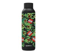 Botella térmica Quokka Solid Minecraft Jet Black Camouflage de acero inoxidable 630 ml - Doble pared al vacío, 12 h caliente y 18 h fría, boca ancha, tapa antigoteo, idea de regalo