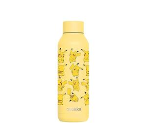 Botella térmica Quokka Solid Pokémon Light Yellow Pikachu de acero inoxidable 510 ml - Doble pared al vacío, 12 h caliente y 18 h fría, boca ancha, tapa antigoteo, idea de regalo