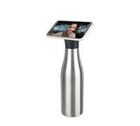 Botella térmica Troika MagSafe MagSafe con cierre magnético que funciona como soporte para móvil STAND BY ME con capacidad de 550 ml, apta para alimentos, de acero inoxidable, plateado