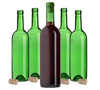 Botellas de vino KADAX 750 ml, 30 unidades, botellas de cristal vacías con corcho para vino, licores y espirituosos, botellas de licor de cristal para rellenar (verde)