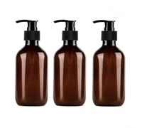 Botellas dispensadoras de jabón de manos de 300 ml, paquete de 3 recipientes de plástico para jabón líquido versátil para lavar platos, fregadero de cocina, baño (marrón)