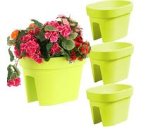 botle Juego de 3 cajas para balcón, jardineras, barandillas, balcones, macetas de barandilla, 39,5 cm, 12,3 L, color lima